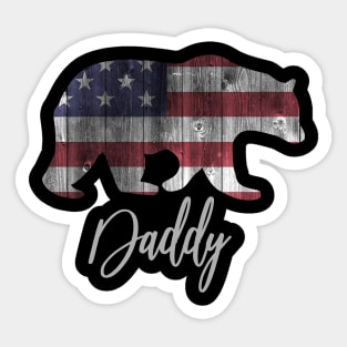 Daddy Bear 4th of july flag american Sticker